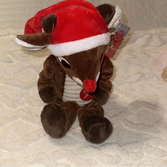 DunDee Set of Boy & Girl Rudolph Red-Nosed Reindeer Plush Squeaky Dog Toys - Picture 2 of 10